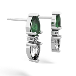 Emerald Bowtie Drop 14K White Gold earrings E0865