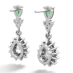 Emerald Halo Pear Dangle 14K White Gold earrings E1882