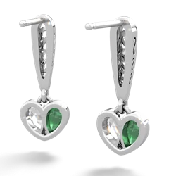 Emerald Filligree Heart 14K White Gold earrings E5070