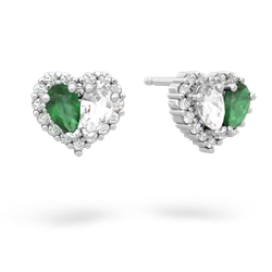 Emerald Halo 14K White Gold earrings E7008