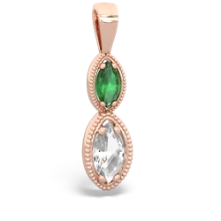 Emerald Antique-Style Halo 14K Rose Gold pendant P5700