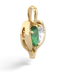 Emerald Two Become One 14K Yellow Gold pendant P5330