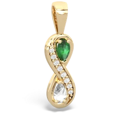 Emerald Diamond Infinity 14K Yellow Gold pendant P5390