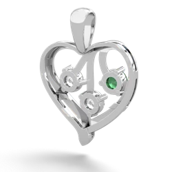 Emerald Glowing Heart 14K White Gold pendant P2233