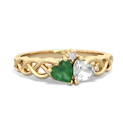 Emerald Heart To Heart Braid 14K Yellow Gold ring R5870