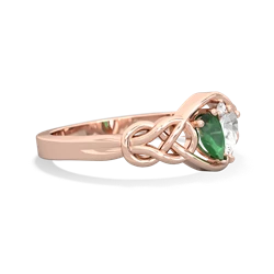 Emerald Celtic Love Knot 14K Rose Gold ring R5420