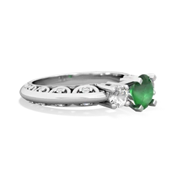 Emerald Art Deco Eternal Embrace Engagement 14K White Gold ring C2003