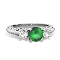 Emerald Art Deco Eternal Embrace Engagement 14K White Gold ring C2003