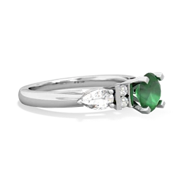 Emerald 6Mm Round Eternal Embrace Engagement 14K White Gold ring R2005