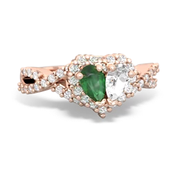 Emerald Diamond Twist 'One Heart' 14K Rose Gold ring R2640HRT