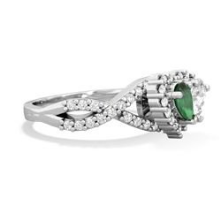 Emerald Diamond Twist 'One Heart' 14K White Gold ring R2640HRT