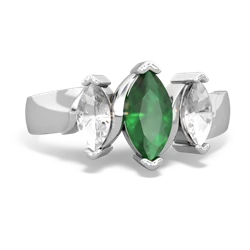 Emerald Three Peeks 14K White Gold ring R2433