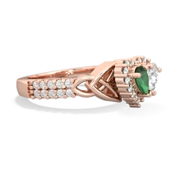 Emerald Celtic Knot Two Hearts As One 14K Rose Gold ring R2644HRT