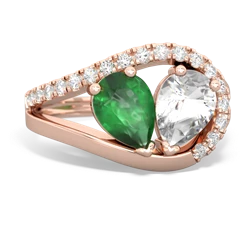 Emerald Nestled Heart Keepsake 14K Rose Gold ring R5650