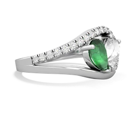 Emerald Nestled Heart Keepsake 14K White Gold ring R5650