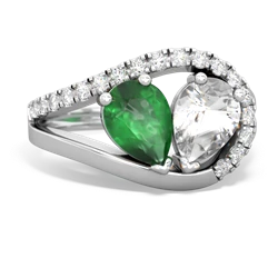 Emerald Nestled Heart Keepsake 14K White Gold ring R5650