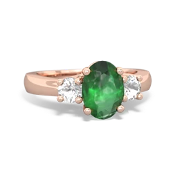 Emerald Three Stone Oval Trellis 14K Rose Gold ring R4024