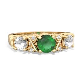 Emerald Hugs And Kisses 14K Yellow Gold ring R5016