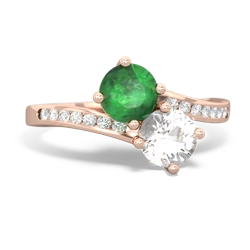 Emerald Channel Set Two Stone 14K Rose Gold ring R5303