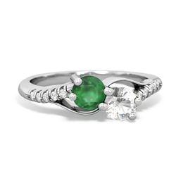 Emerald Infinity Pave Two Stone 14K White Gold ring R5285