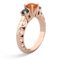 Fire Opal Art Deco Eternal Embrace Engagement 14K Rose Gold ring C2003