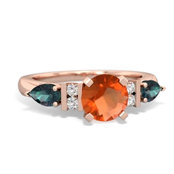 Fire Opal 6Mm Round Eternal Embrace Engagement 14K Rose Gold ring R2005