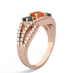 Fire Opal Three Stone Aurora 14K Rose Gold ring R3080