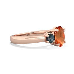 Fire Opal Three Stone Oval Trellis 14K Rose Gold ring R4024