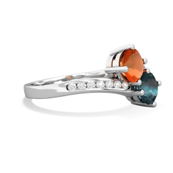 Fire Opal Channel Set Two Stone 14K White Gold ring R5303