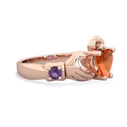 Fire Opal Claddagh Keepsake 14K Rose Gold ring R5245