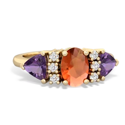 Fire Opal Antique Style Three Stone 14K Yellow Gold ring R2186