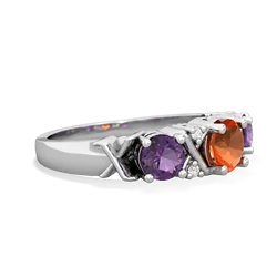 Fire Opal Hugs And Kisses 14K White Gold ring R5016