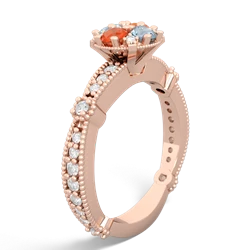 Fire Opal Sparkling Tiara Cluster 14K Rose Gold ring R26293RD