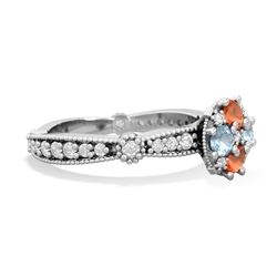 Fire Opal Sparkling Tiara Cluster 14K White Gold ring R26293RD