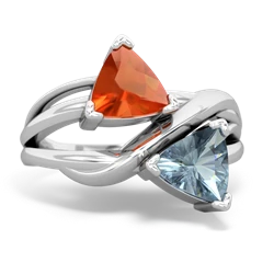 Fire Opal Split Band Swirl 14K White Gold ring R2341