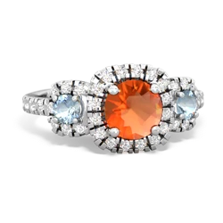 Fire Opal Regal Halo 14K White Gold ring R5350