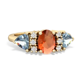 Fire Opal Antique Style Three Stone 14K Yellow Gold ring R2186