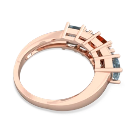 Fire Opal Three Stone Diamond Cluster 14K Rose Gold ring R2592