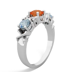 Fire Opal Hugs And Kisses 14K White Gold ring R5016