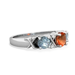 Fire Opal Hugs And Kisses 14K White Gold ring R5016