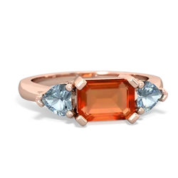 Fire Opal Three Stone 14K Rose Gold ring R5235