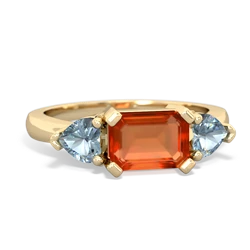 Fire Opal Three Stone 14K Yellow Gold ring R5235