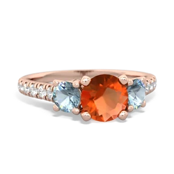 Fire Opal Pave Trellis 14K Rose Gold ring R5500