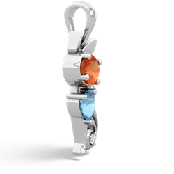 Fire Opal Kitten 14K White Gold pendant P5780