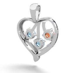 Fire Opal Glowing Heart 14K White Gold pendant P2233