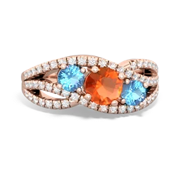 Fire Opal Three Stone Aurora 14K Rose Gold ring R3080