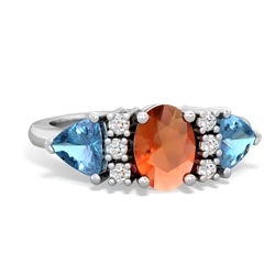 Fire Opal Antique Style Three Stone 14K White Gold ring R2186