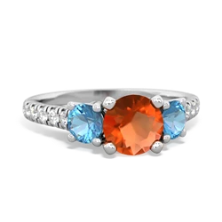 Fire Opal Pave Trellis 14K White Gold ring R5500