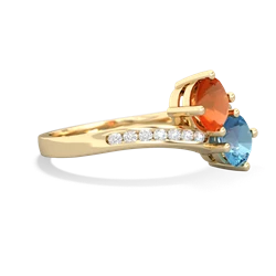 Fire Opal Channel Set Two Stone 14K Yellow Gold ring R5303