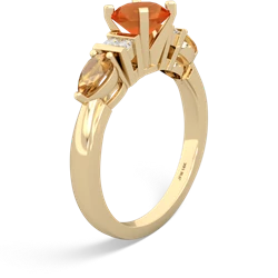 Fire Opal 6Mm Round Eternal Embrace Engagement 14K Yellow Gold ring R2005